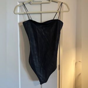 Abercrombie & Fitch Black Faux Leather Bodysuit